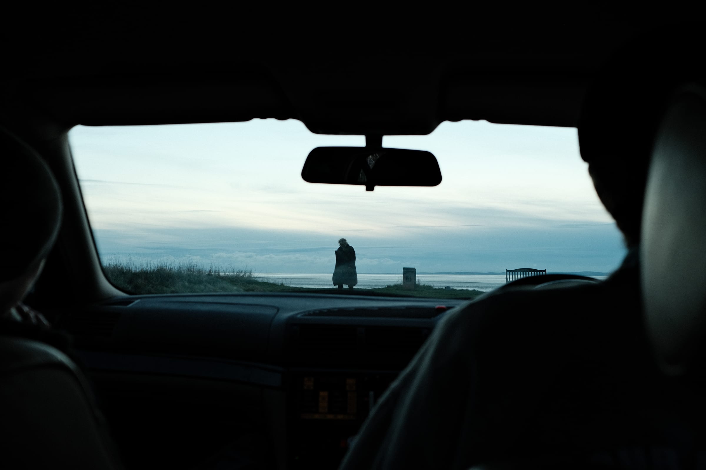 Figure on the horizon, Morecambe Bay